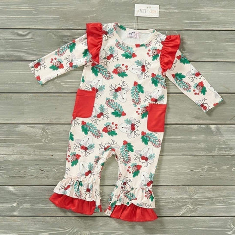 Holly-day Deer Infant Girl's Romper by Pete + Lucy