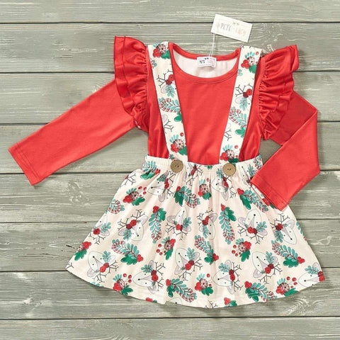 Holly-day Deer Suspender Dress