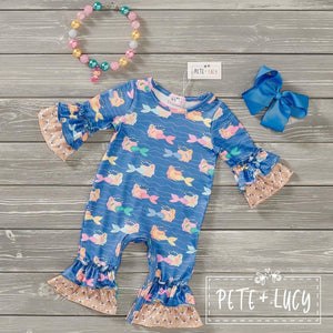 Mermaid with Shells Girls Romper by Pete + Lucy