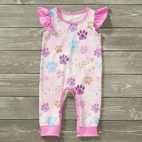 Paw Prints Infant Girl's Romper