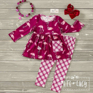 Plaid Flamingo Pant Set