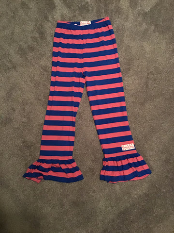 Serendipity's Closet Flower Sak pink and blue striped leggings