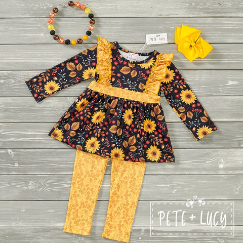 Dancing with Sunflowers Two Piece Pant Set by Pete + Lucy