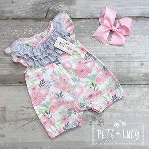 Edgy Shabby Chic Infant Girl Romper by Pete & Lucy