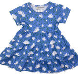 Blue Floral Tiered Twirly Dress