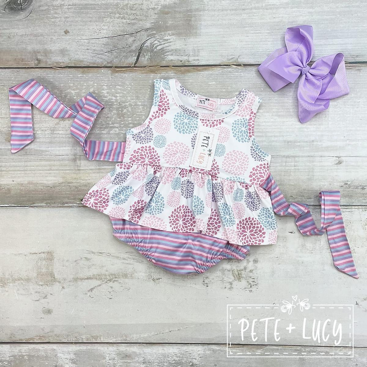 Pastel Dahlia Infant Girl Romper by Pete & Lucy