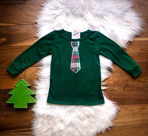 TwoCan Serendipity's Closet LLC Christmas Plaid Embroidered Tie Tee