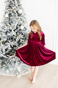 Mila & Rose - Cranberry Velvet Twirl Dress