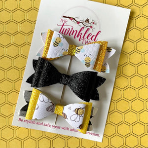 Serendipity's Closet The Twinkled Twig Bumblebee Vegan Leather Bow Set