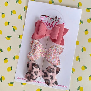 Serendipity's Closet The Twinkled Twig Pink Leather Bow Set