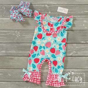 Strawberry Patch Infant Girl's Romper by Pete + Lucy