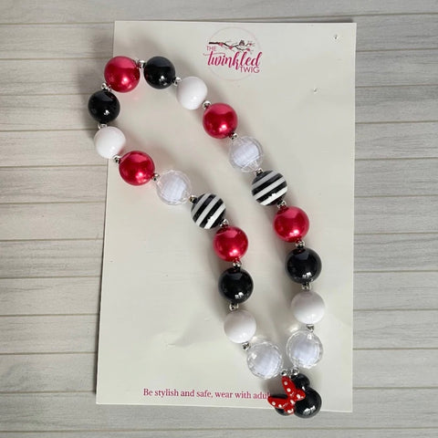 Serendipity's Closet The Twinkled Twig Red B&W Mouse Necklace: Chunky Necklace