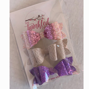 Serendipity's Closet The Twinkled Twig Grape Crush Leather Bow Set